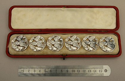 Art Nouveau Silver Cast Buttons (Set of 6) - Kingfisher